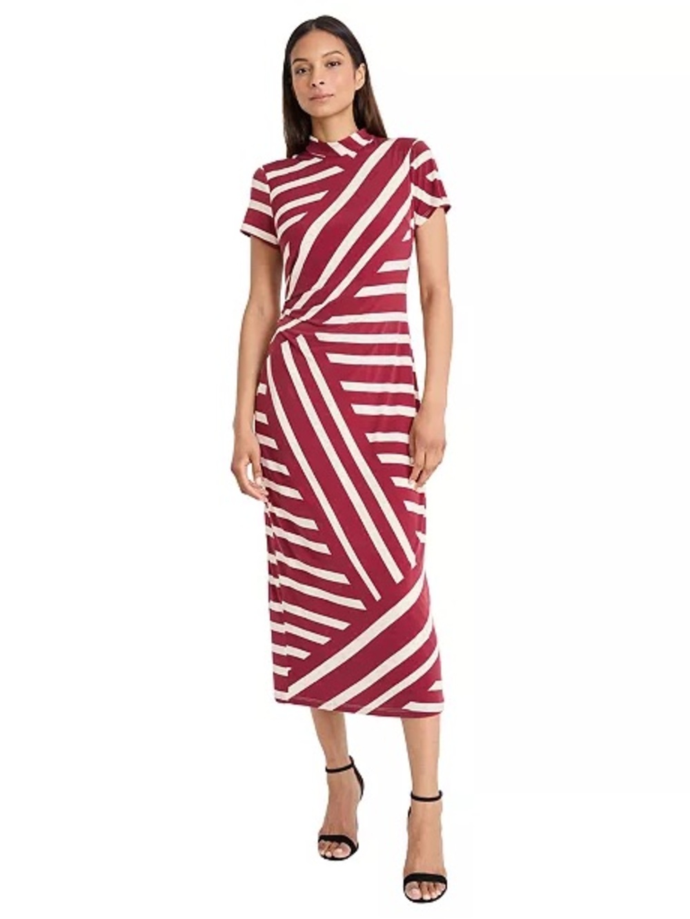 Donna Morgan Burgundy Mock Neck Midi Dress NWT
